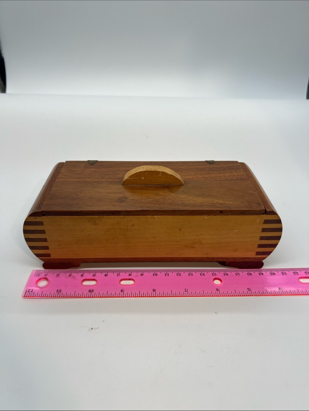 Vintage art deco style wooden box lidded hinged box retro